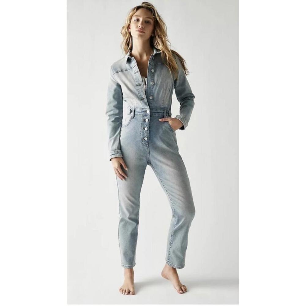 Free People We the Free Crvy Full Lenght Denim Coveralls, Women's 2
